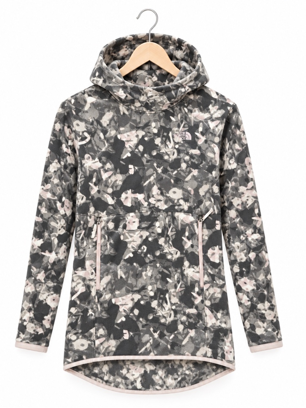 The North Face TKA Glacier Fleece Pullover Hoodie Camo Abstract Grey medium